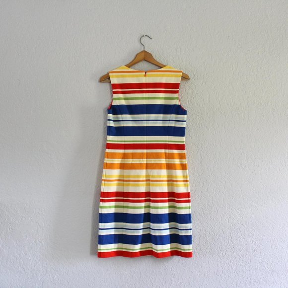 Anthropologie Tabitha Dress bright multi color stripes embroidered Sz 4 - Picture 3 of 9